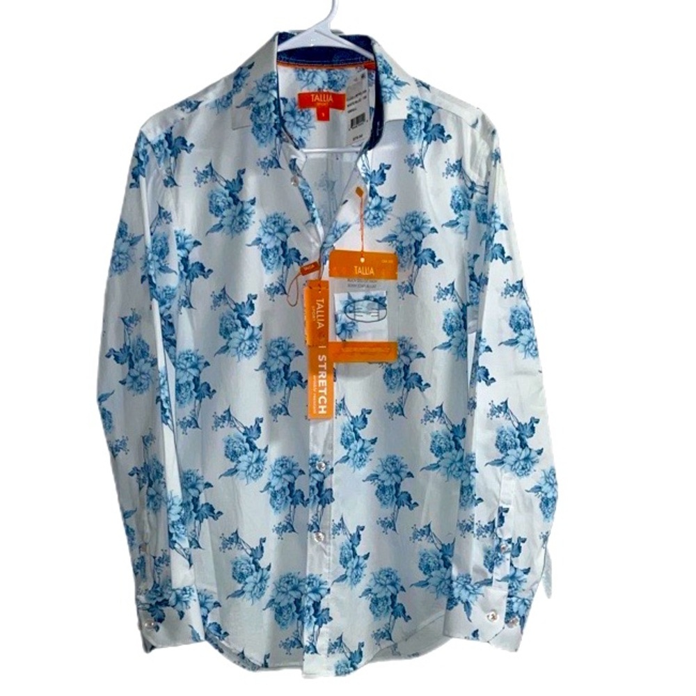 Tallia Men's Slim-Fit Performance Stretch Floral Print Dress Shirt